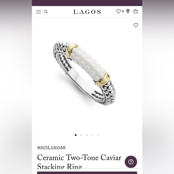 Lagos White Caviar Ceramic Two-Tone Caviar Stacking Ring - Picture 1 of 2